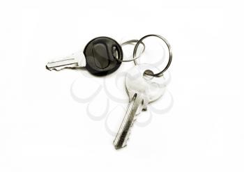 two keys on white background