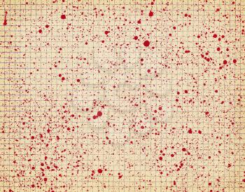 Old checkered paper with red blots