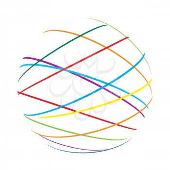 Royalty Free Clipart Image of a Sphere With Lines of Colours