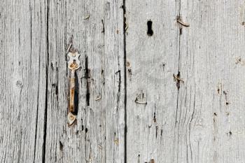 Very old wooden door texture with handle