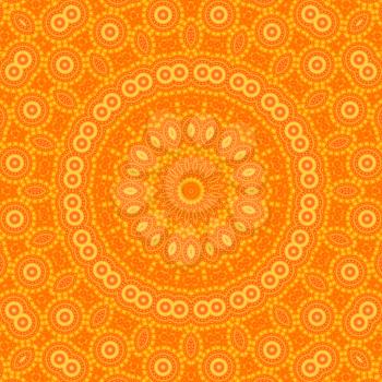 Bright orange background with abstract radial pattern