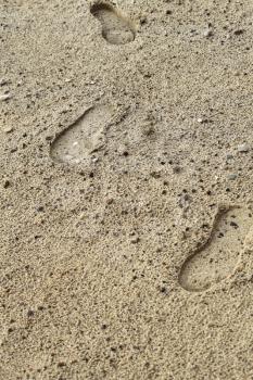 Sand nature background wit footprints 