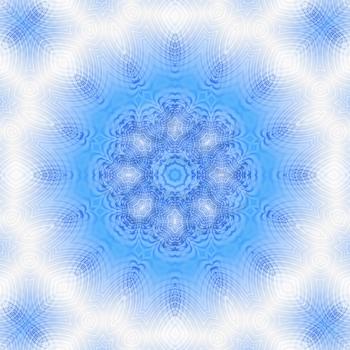 Blue and white background with abstract concentric pattern