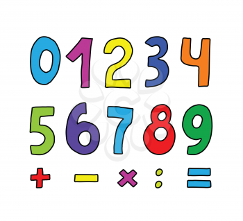 Vector set of color numbers on white
