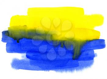 Bright abstract yellow and blue watercolor background