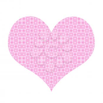 Pink heart love symbol with abstract pattern isolated on white background
