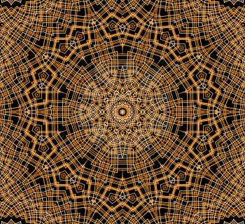 Abstract orange concentric pattern on black background 