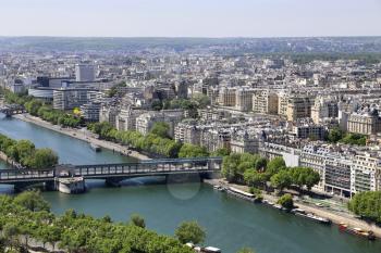 Aerial view from Eiffel Tower on Paris, France