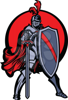 Royalty Free Clipart Image of a Knight Mascot