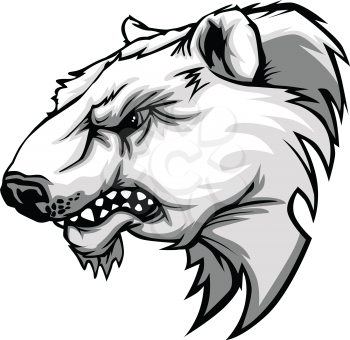 Cartoon Vector Mascot Image of a Polar Bear Head