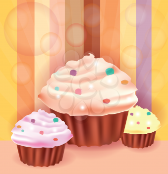 Royalty Free Clipart Image of Cupcakes