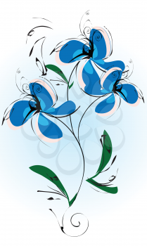 Royalty Free Clipart Image of Blue Flowers