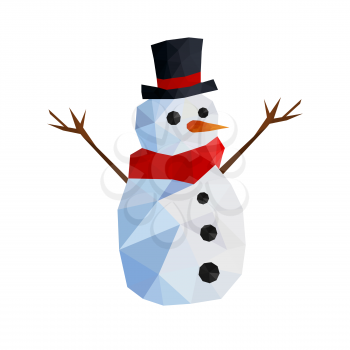 Illustration of funny origami snowman with joben