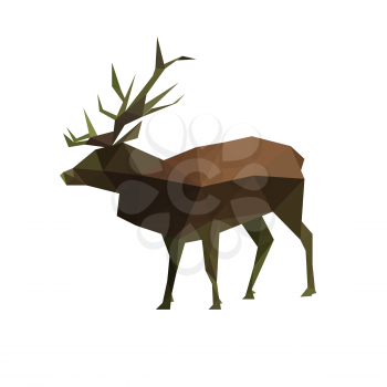 Illustration of origami polygonal stag isolated on white background