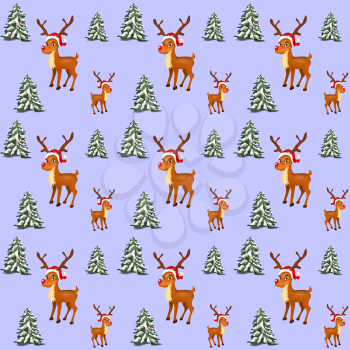 Illustration of seamless patter with funny reindeer