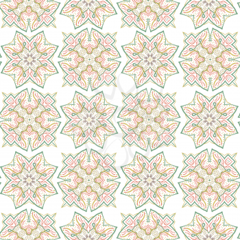 Illustration of abstract seamless pattern with floral design on white background