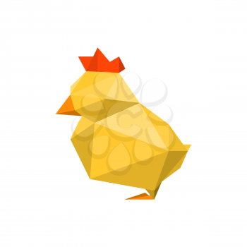 Illustration of abstract origami yellow chicken chinese new year 2017 on watercolor dripping background