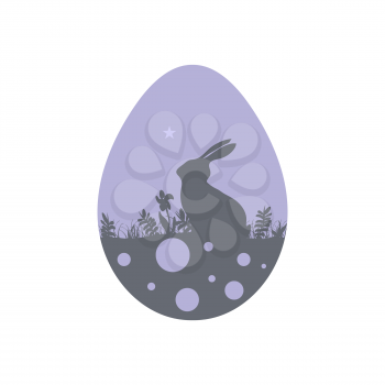 Modern flat design with rabbit silhouette on Easter egg on white background