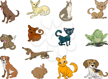 Royalty Free Clipart Image of Various Household Animals