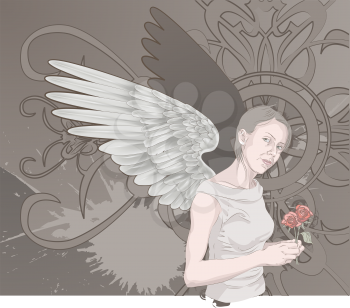 Royalty Free Clipart Image of a Winged Woman
