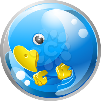 Royalty Free Clipart Image of a Blue Bird Icon