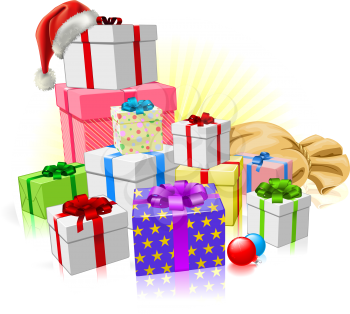 Royalty Free Clipart Image of a Pile of Presents