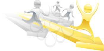 Royalty Free Clipart Image of Characters in a Race