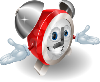 Illustration of a cute red alarm clock character