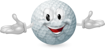 Illustration of a cute happy golf ball mascot man