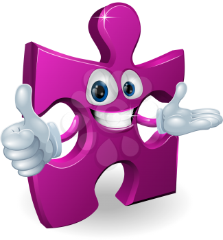 Illustration of a cute jigsaw cartoon mascot