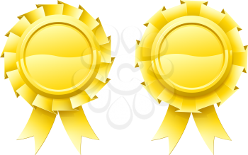 Illustration of two blank gold rosettes with lots of copy space in the centre for your text