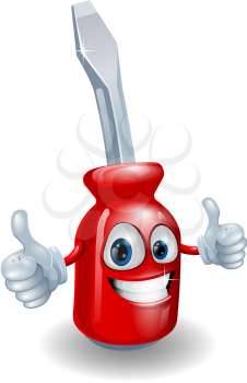 Cartoon screwdriver illustration giving a double thumbs up