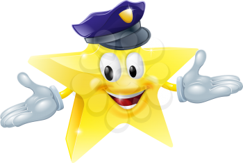 Drawing of a police or security star man smiling happily 
