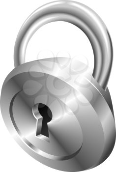 Illustration of shiny metal steel  padlock icon