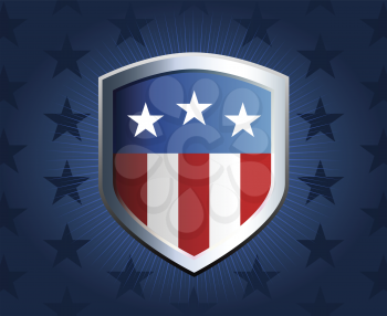Royalty Free Clipart Image of an American Flag Shield