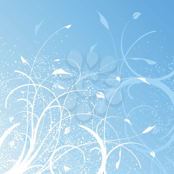 Royalty Free Clipart Image of a Floral Design on Blue