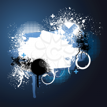 Royalty Free Clipart Image of a Blue and White Grunge Background