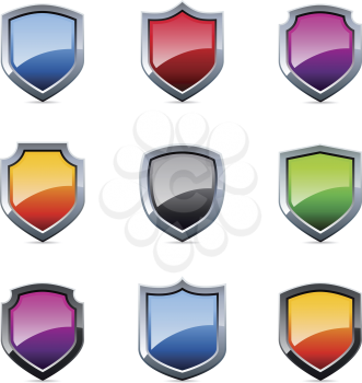 Royalty Free Clipart Image of a Set of Shields