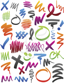 Royalty Free Clipart Image of Marker Strokes and Doodles