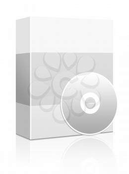 Royalty Free Clipart Image of a Software Box and Disc