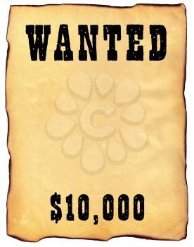 Royalty Free Clipart Image of an Old Wanted Poster
