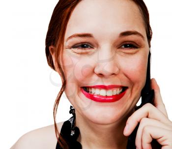 Royalty Free Photo of a Happy Woman Talking on a Cellular Phone