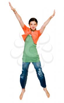 Royalty Free Photo of a Young girl Jumping in the Air