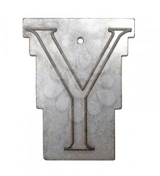 Royalty Free Photo of a Metal Sheet with the Letter Y