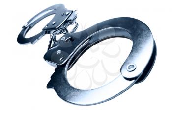 Handcuffs of steel isolated over white