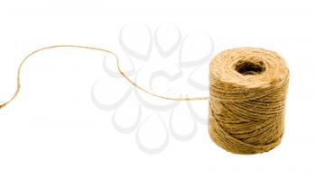Brown spool of twine isolated over white
