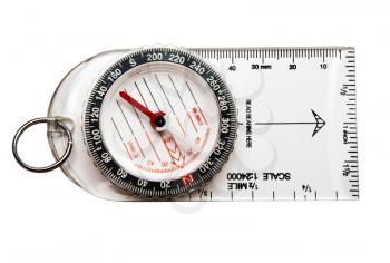 Key ring of compass isolated over white