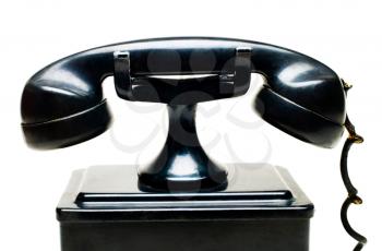 Landline phone of black color isolated over white