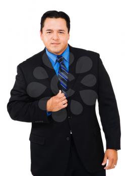 Happy businessman isolated over white