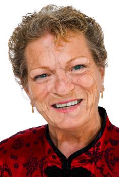 Senior woman smiling isolated over white